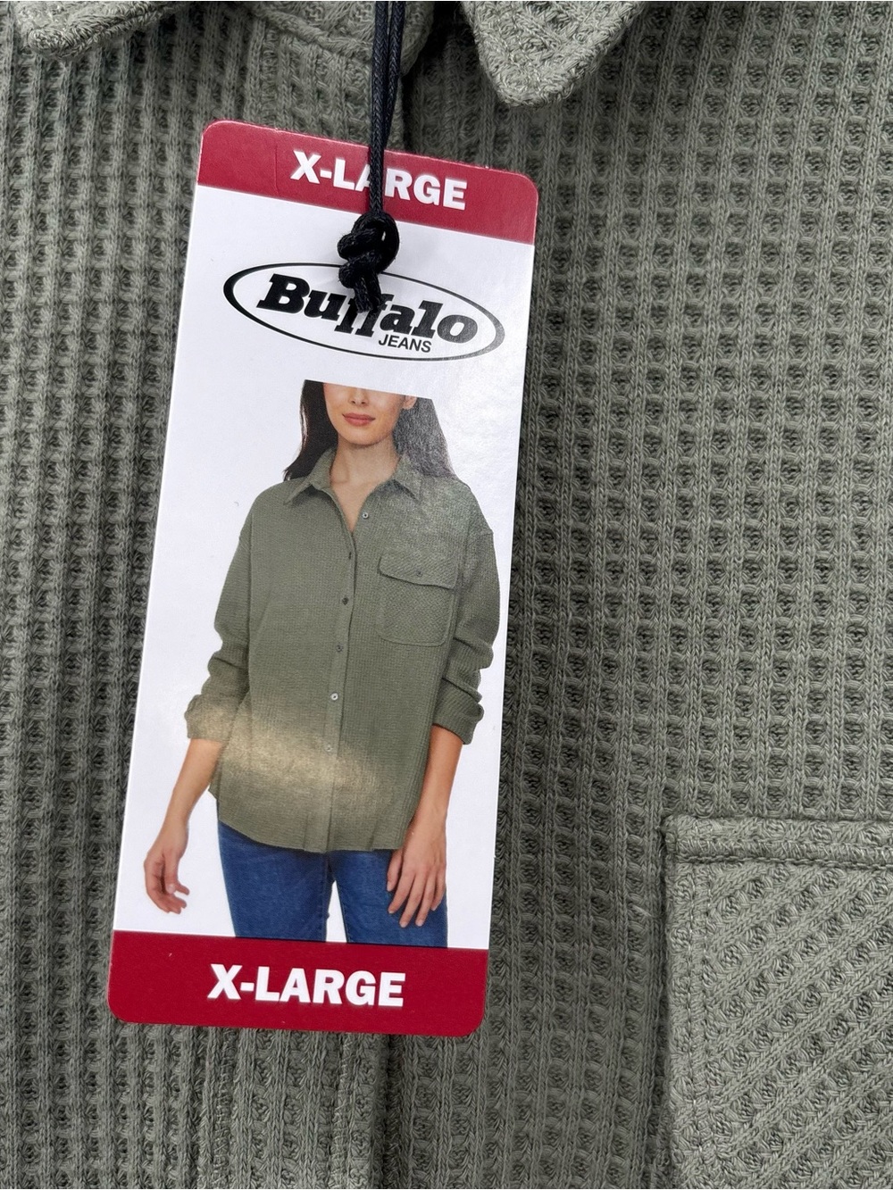 Brixton Olive Waffle-Knit Button Shirt - Picture 3 of 6